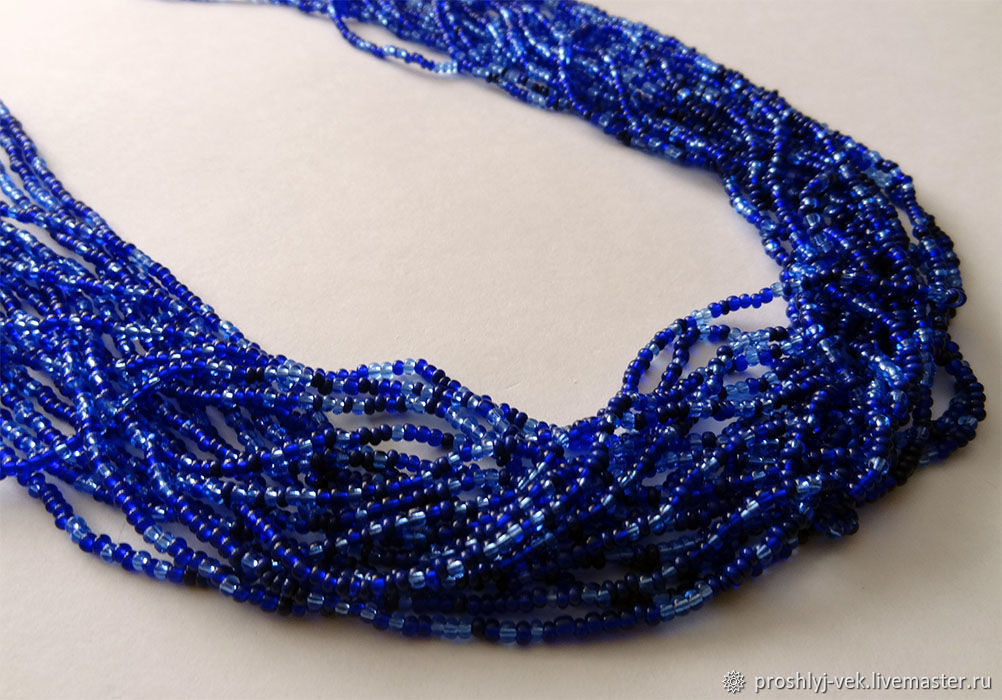 Necklace Blue Beads, Vintage necklace, Moscow,  Фото №1
