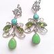 pair of earrings with turquoise and peridot