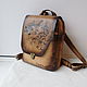 Order Leather backpack with engraving and painting to order. Inella-more leather bags/. Livemaster. . Backpacks Фото №3