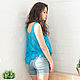 Blue Blouse Crochet Casual Top Fancy Asymmetrical. Tunics. Golden Thread. Online shopping on My Livemaster.  Фото №2