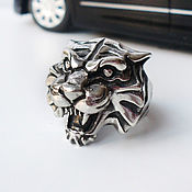 Украшения handmade. Livemaster - original item Men`s Tiger Ring 925 Sterling Silver. Handmade.