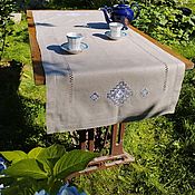 Для дома и интерьера handmade. Livemaster - original item Table-top 100% linen, Russian embroidery, p. 130/54 cm. Handmade.
