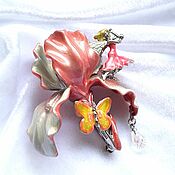Винтаж handmade. Livemaster - original item Iris Fairy brooch, Kirks Folly, USA, flower, volumetric iris. Handmade.