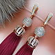 Earring of the brush 'Premium Lux Bordo' silk, Tassel earrings, St. Petersburg,  Фото №1