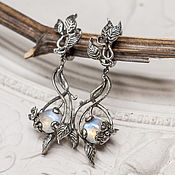 Украшения handmade. Livemaster - original item Long Silver earrings with moonstones 