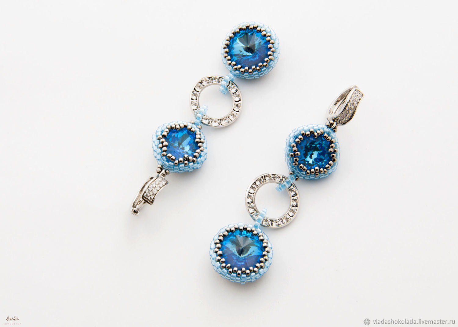 Длинные серьги с кристаллами Swarovski "Небесная капель" купить в ...