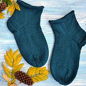 Аксессуары handmade. Livemaster - original item Men`s socks without elastic woolen dark green knitted warm. Handmade.
