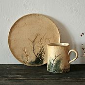 Посуда handmade. Livemaster - original item Set Mug Plate Rustic Fog. Handmade.