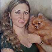 Картины и панно handmade. Livemaster - original item Portrait with oil paints on canvas by photo. The lady with the dog.. Handmade.