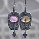Earrings with tourmaline, reticulation, silver and gold, Earrings, Moscow,  Фото №1