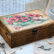 Для дома и интерьера handmade. Livemaster - original item Tea box 6 compartments poppies and a slipper. Handmade.