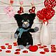 Котик с сердечком. Амигуруми куклы и игрушки. Евгения. Игрушки на ладошке.. Ярмарка Мастеров.  Фото №4