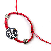 Украшения handmade. Livemaster - original item Braided bracelet: made of red thread Tiger silver. Handmade.
