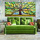 The tree of life. Green abstract painting with golden potala. Pictures. House of the Sun (irina-bast). Online shopping on My Livemaster.  Фото №2