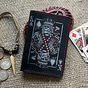 Сумки и аксессуары handmade. Livemaster - original item Leather passport cover with the King of Spades pattern. Handmade.