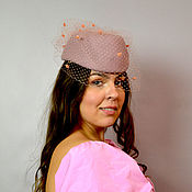 Аксессуары handmade. Livemaster - original item Hat with veil Amazon dusty rose. Handmade.