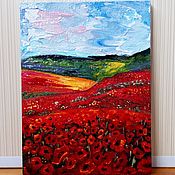 Картины и панно handmade. Livemaster - original item Painting with poppies 