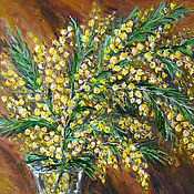 Картины и панно handmade. Livemaster - original item Mimosa painting, still Life Mimosa, oil on canvas, 30 x 40. Handmade.