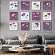 A set of 6 paintings in burgundy color. 6 mini paintings in purple. Pictures. Zabaikalie. My Livemaster. Фото №6
