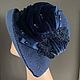 Hat with velvet drapery blue, Hats1, Moscow,  Фото №1