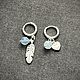 Ассимметричные сережки с аквамарином и подвесками. Серьги классические. OM Jewelry. Интернет-магазин Ярмарка Мастеров.  Фото №2
