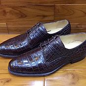 Обувь ручной работы handmade. Livemaster - original item Men`s Derby, crocodile skin, dark brown.. Handmade.