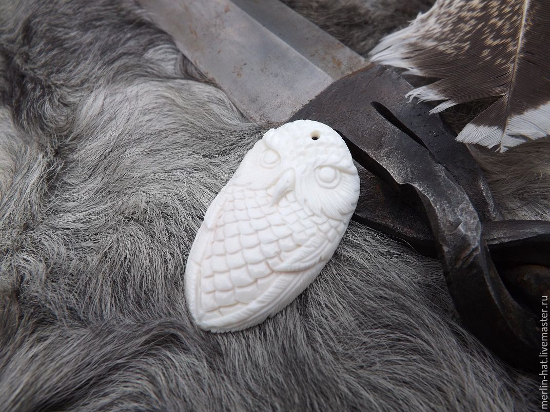 Carved bone pendant 'Owl', Beads1, Tambov,  Фото №1