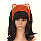 Headband with Fox ears, knitted for red hair. Bandage. Space Cat Knitting. My Livemaster. Фото №5