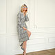 Order A gray plaid dress with a smell, a midi dress with a smell of viscose. mozaika-rus. Livemaster. . Dresses Фото №3