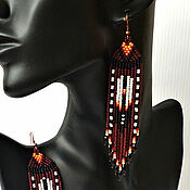 Украшения handmade. Livemaster - original item Long Beaded Earrings Bright Ethnic Boho Brush Earrings. Handmade.