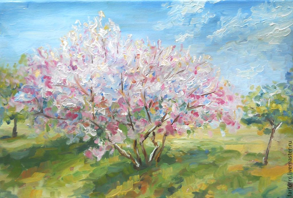 Рисование цветущий сад. Малевич цветущие яблони. Кастеева цветущие яблони. Деревья в цвету живопись.