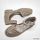 Knitted sandals, grey cotton, Slingbacks, Tomsk,  Фото №1