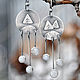 Earrings First snow (925 silver, moonstones), Earrings, Moscow,  Фото №1