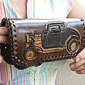 Сумки и аксессуары handmade. Livemaster - original item Leather wallet with car. Handmade.