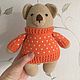 Knitted bear Carl in an orange sweater, knitted toy, teddy bear, Amigurumi dolls and toys, Rostov-on-Don,  Фото №1