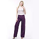 Plum wide-leg trousers made of 100% linen. Pants. etnoart. Online shopping on My Livemaster.  Фото №2