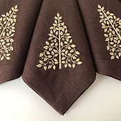 Сувениры и подарки handmade. Livemaster - original item Christmas napkin with Christmas tree embroidery on chocolate. Handmade.
