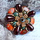 Brooch handmade `Star of Kashmir` stones and pearls Mallorca. Brooch star pin-order. The brooch on the dress, jacket, coat, stole. Gift woman, gift girl for any occasion.