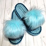Обувь ручной работы handmade. Livemaster - original item Women`s slippers with a pompom. Handmade.