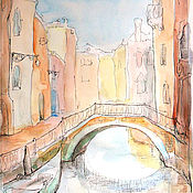 Картины и панно handmade. Livemaster - original item Venice Watercolour the Bridge 21h30 cm. Handmade.