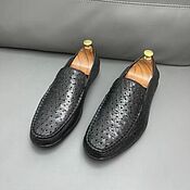 Обувь ручной работы handmade. Livemaster - original item Genuine ostrich leather moccasins, in black.. Handmade.