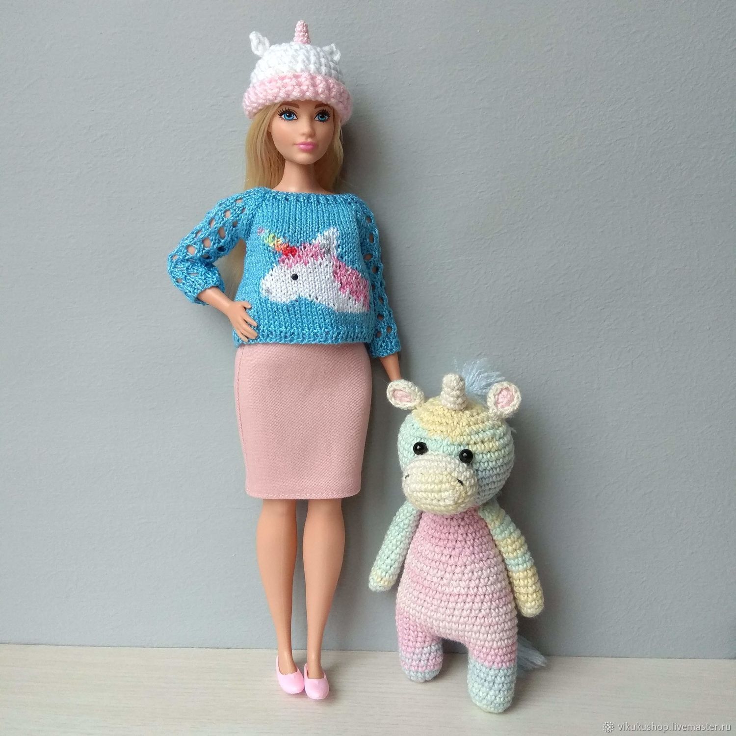 FAO-078 Комплект одежды Классический жакет + юбка-карандаш для куклы типа Барби 29 см