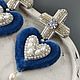 Заказать Серьги сердца бархатные синие, серьги кресты. Nachatova Jewelry. Ярмарка Мастеров. . Серьги-пусеты Фото №3