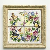 Для дома и интерьера handmade. Livemaster - original item Tiles and tiles: Decor: Panel of a bird, painting on a tile. Handmade.