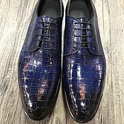 Обувь ручной работы handmade. Livemaster - original item Classic dress shoes crocodile leather in dark blue color.. Handmade.