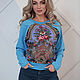  blue from Pavlovoposadsky shawl, warm sweatshirt. Sweatshirts. Дизайнерские платья Valensia Atelier. My Livemaster. Фото №5
