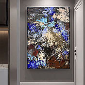 Картины и панно handmade. Livemaster - original item Blue-brown Abstraction. Blue painting with brown accent.. Handmade.