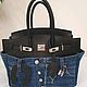 Заказать Джинсовая - кожаная сумка a'la Birkin 30. My Handmade. Magic denim in art. Ярмарка Мастеров. . Классическая сумка Фото №3