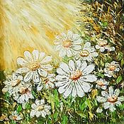 Картины и панно handmade. Livemaster - original item Oil painting of chamomile in the sun 