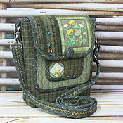 Лоскутная сумка "Лесные жители", сумка пэчворк, Маленькая, Зелёный